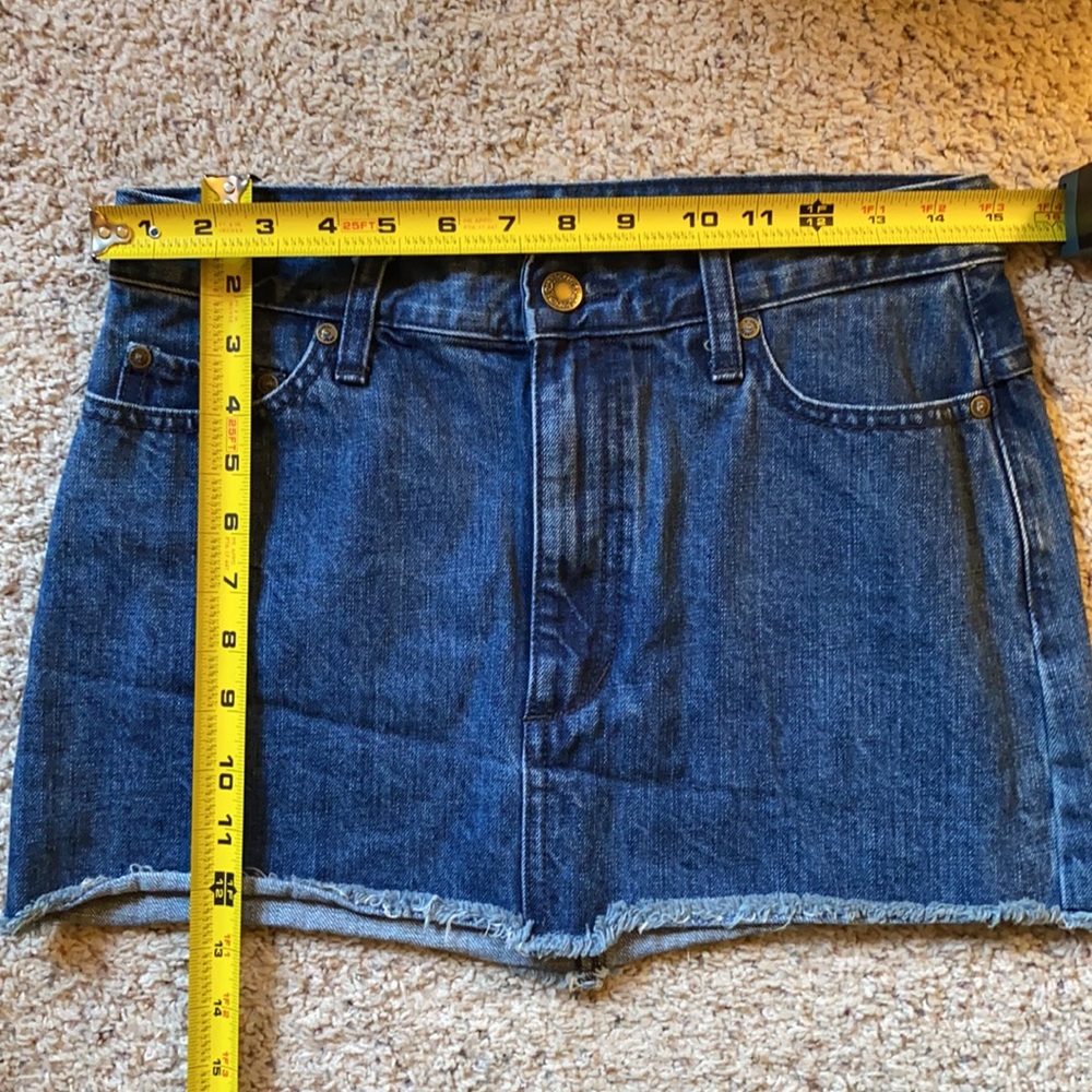Free People Denim Jean Cut Off Raw Hem Mini Skirt - Picture 12 of 16